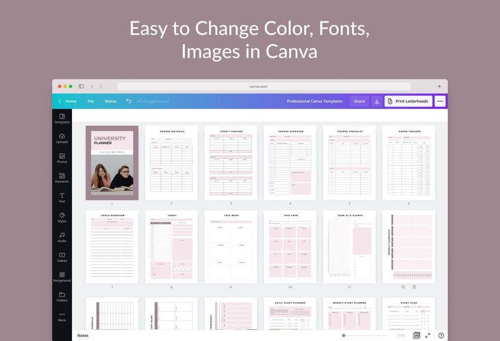 Ladystrategist University Planner Canva Template instagram canva templates social media templates etsy free canva templates