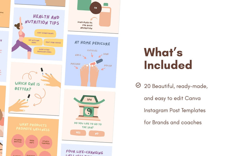 Ladystrategist 20 Beauty and Wellness Instagram Post Canva Templates instagram canva templates social media templates etsy free canva templates