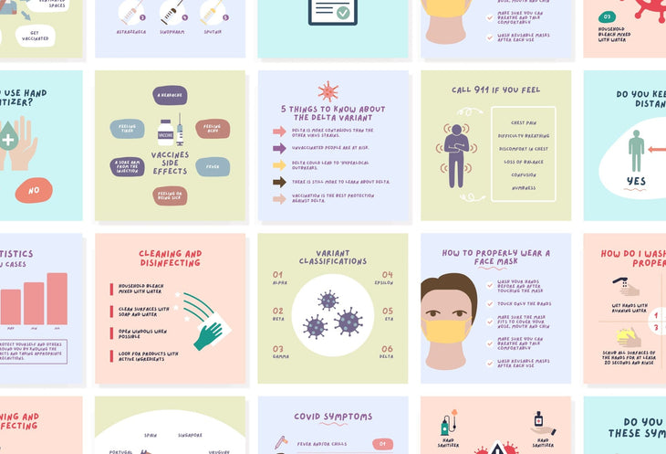 Ladystrategist 20 Covid-19 Infographics Instagram Posts Fully Editable Canva Templates instagram canva templates social media templates etsy free canva templates