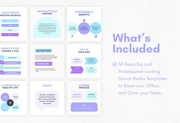 Ladystrategist 20 Fitness Infographics Instagram Posts Fully Editable Canva Templates instagram canva templates social media templates etsy free canva templates