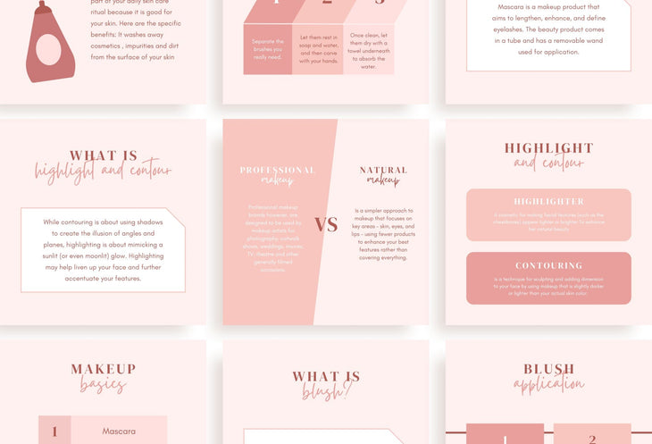Ladystrategist 20 Makeup Infographics Instagram Posts Fully Editable Canva Templates instagram canva templates social media templates etsy free canva templates