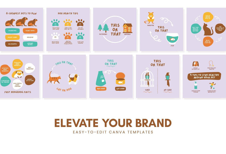 Ladystrategist 20 Pets Lists Instagram Posts - Fully Editable Canva Templates instagram canva templates social media templates etsy free canva templates