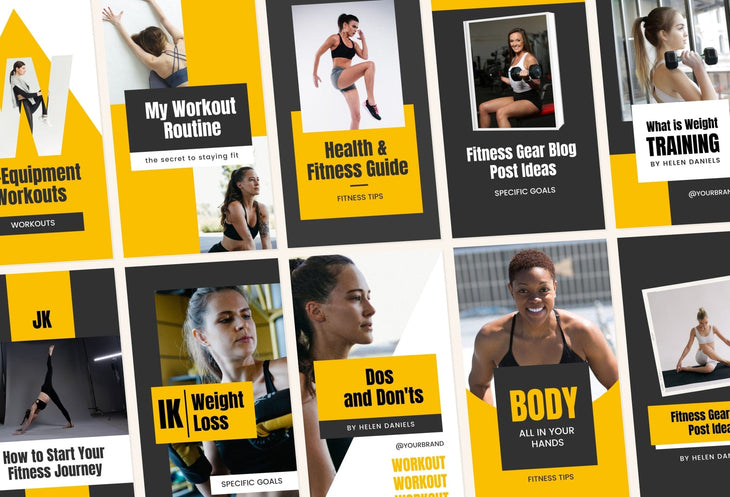 Ladystrategist 20 Power Yellow Instagram Reel Covers Gym Canva Templates instagram canva templates social media templates etsy free canva templates