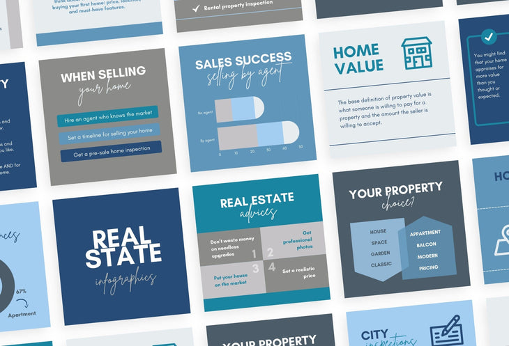 Ladystrategist 20 Real Estate Infographics Instagram Posts Fully Editable Canva Templates V2 instagram canva templates social media templates etsy free canva templates