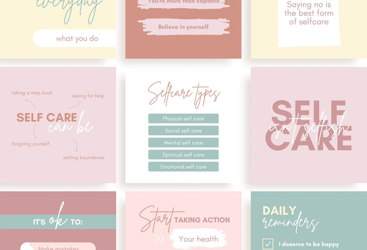 Ladystrategist 20 Self Care Infographics Instagram Posts Fully Editable Canva Templates instagram canva templates social media templates etsy free canva templates