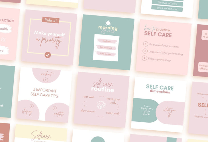 Ladystrategist 20 Self Care Infographics Instagram Posts Fully Editable Canva Templates instagram canva templates social media templates etsy free canva templates