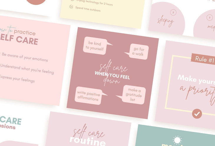 Ladystrategist 20 Self Care Infographics Instagram Posts Fully Editable Canva Templates instagram canva templates social media templates etsy free canva templates