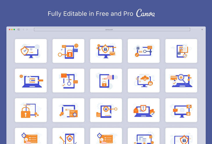 Ladystrategist 20 Unique Cybersecurity Conceptual Illustrations Fully Editable in Canva instagram canva templates social media templates etsy free canva templates