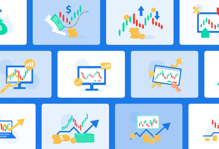 Ladystrategist 20 Unique Stock Market Conceptual Illustrations Fully Editable in Canva instagram canva templates social media templates etsy free canva templates