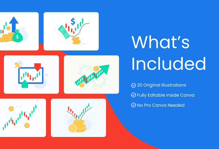 Ladystrategist 20 Unique Stock Market Conceptual Illustrations Fully Editable in Canva instagram canva templates social media templates etsy free canva templates