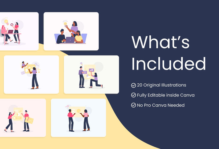 Ladystrategist 20 Unique Teamwork Illustrations Fully Editable in Canva instagram canva templates social media templates etsy free canva templates