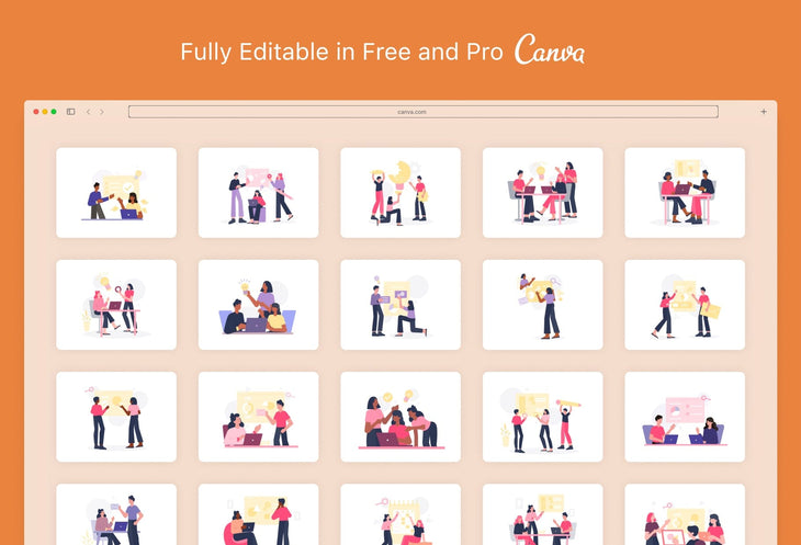 Ladystrategist 20 Unique Teamwork Illustrations Fully Editable in Canva instagram canva templates social media templates etsy free canva templates