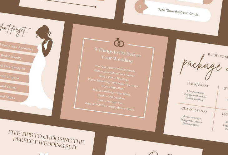 Ladystrategist 20 Wedding Tips and Infographics - Instagram Engagement Posts - Fully Editable Canva Templates instagram canva templates social media templates etsy free canva templates