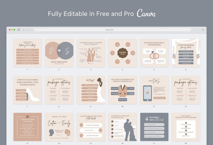 Ladystrategist 20 Wedding Tips and Infographics - Instagram Engagement Posts - Fully Editable Canva Templates instagram canva templates social media templates etsy free canva templates