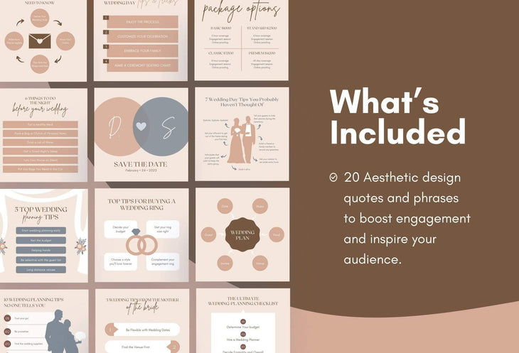 Ladystrategist 20 Wedding Tips and Infographics - Instagram Engagement Posts - Fully Editable Canva Templates instagram canva templates social media templates etsy free canva templates