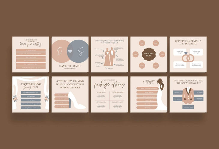 Ladystrategist 20 Wedding Tips and Infographics - Instagram Engagement Posts - Fully Editable Canva Templates instagram canva templates social media templates etsy free canva templates