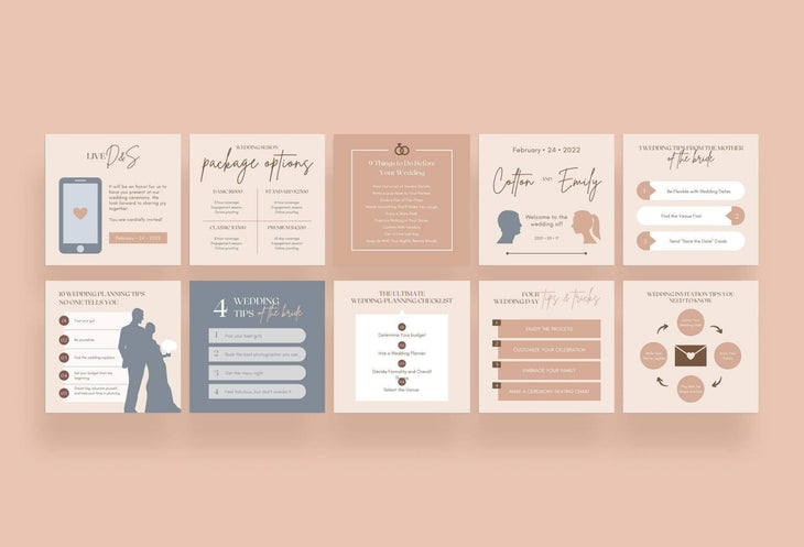 Ladystrategist 20 Wedding Tips and Infographics - Instagram Engagement Posts - Fully Editable Canva Templates instagram canva templates social media templates etsy free canva templates