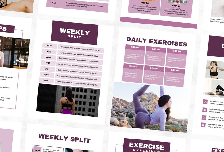 Ladystrategist 21 Page Workout Program Ebook Malbec Canva Templates instagram canva templates social media templates etsy free canva templates
