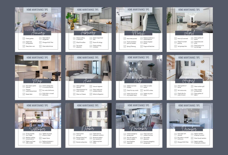 Ladystrategist 24 Real Estate Realtor Monthly Maintenance - Instagram Post Canva Templates instagram canva templates social media templates etsy free canva templates