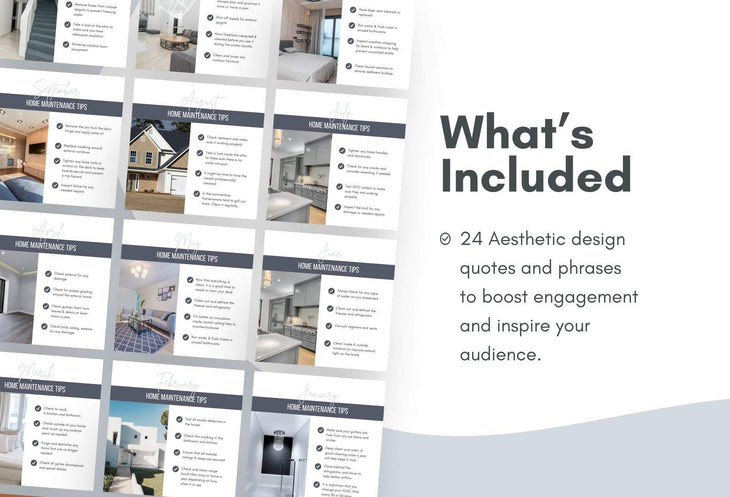 Ladystrategist 24 Real Estate Realtor Monthly Maintenance - Instagram Post Canva Templates instagram canva templates social media templates etsy free canva templates