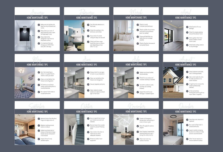 Ladystrategist 24 Real Estate Realtor Monthly Maintenance - Instagram Post Canva Templates instagram canva templates social media templates etsy free canva templates