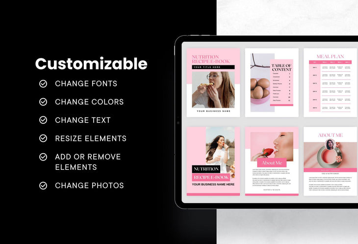 Ladystrategist 25 Page Nutrition Recipe Ebook Flamingo Editable Canva Templates instagram canva templates social media templates etsy free canva templates