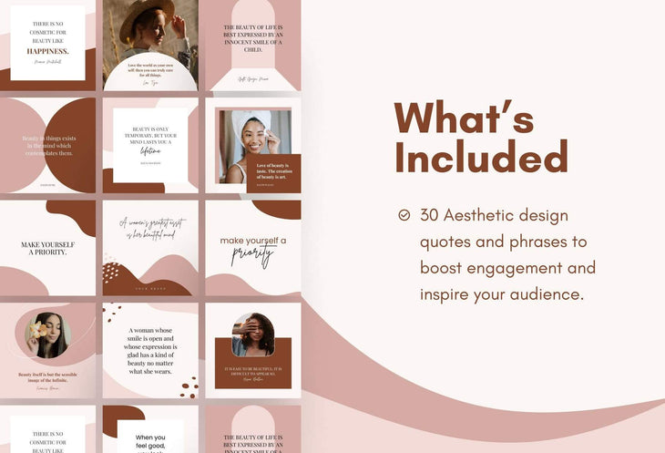 Ladystrategist 30 Beauty Quotes - Instagram Post Canva Templates instagram canva templates social media templates etsy free canva templates