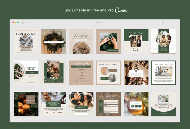 Ladystrategist 30 Christmas Instagram Post Canva Templates instagram canva templates social media templates etsy free canva templates