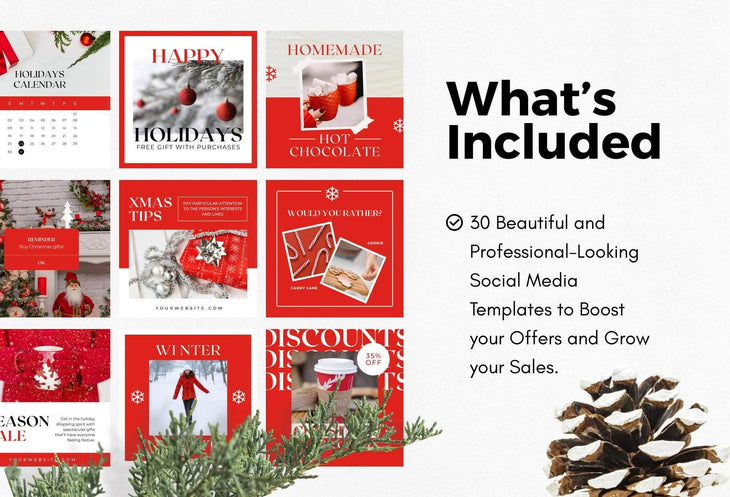 Ladystrategist 30 Christmas Instagram Post Canva Templates V4 instagram canva templates social media templates etsy free canva templates