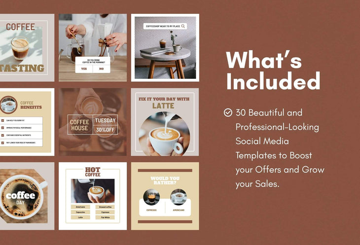 Ladystrategist 30 Coffeehouse Instagram Post Canva Templates instagram canva templates social media templates etsy free canva templates