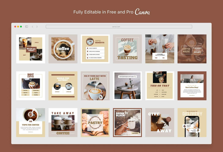 Ladystrategist 30 Coffeehouse Instagram Post Canva Templates instagram canva templates social media templates etsy free canva templates