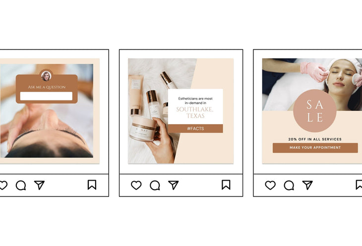 Ladystrategist 30 Esthetician Instagram Post Canva Templates instagram canva templates social media templates etsy free canva templates