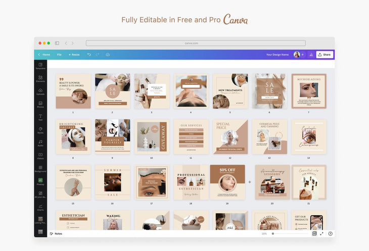 Ladystrategist 30 Esthetician Instagram Post Canva Templates instagram canva templates social media templates etsy free canva templates