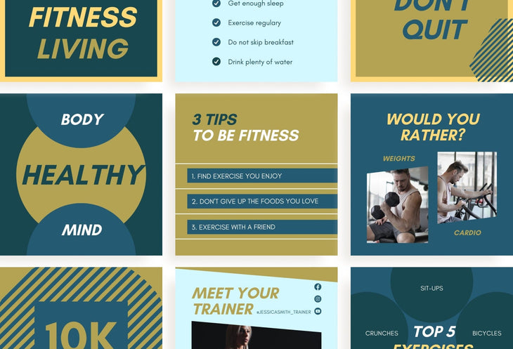 Ladystrategist 30 Fitness Instagram Post Canva Templates V2 instagram canva templates social media templates etsy free canva templates