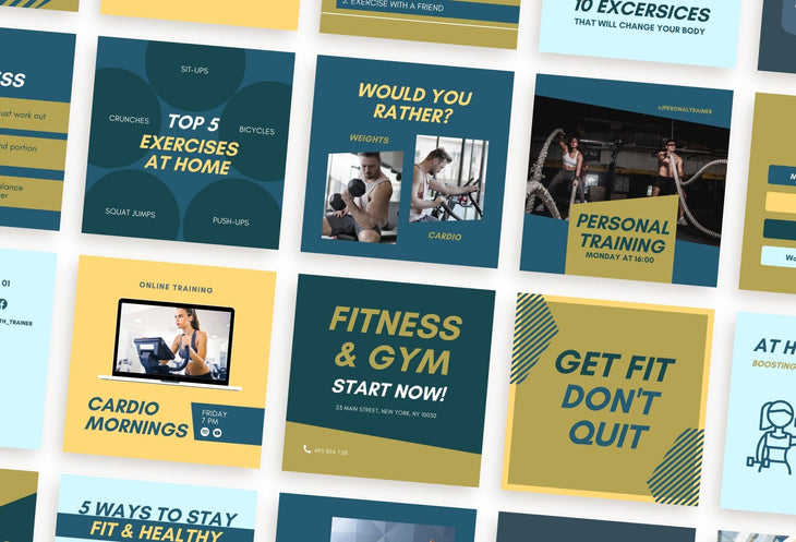 Ladystrategist 30 Fitness Instagram Post Canva Templates V2 instagram canva templates social media templates etsy free canva templates
