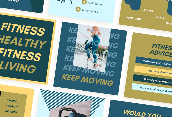 Ladystrategist 30 Fitness Instagram Post Canva Templates V2 instagram canva templates social media templates etsy free canva templates