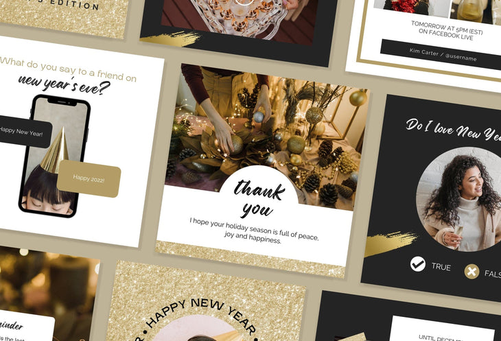 Ladystrategist 30 Golden New Year Instagram Post Canva Templates instagram canva templates social media templates etsy free canva templates