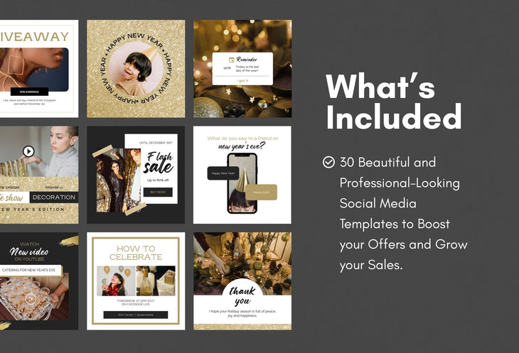 Ladystrategist 30 Golden New Year Instagram Post Canva Templates instagram canva templates social media templates etsy free canva templates