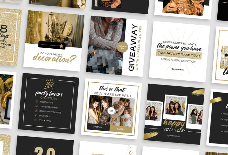 Ladystrategist 30 Golden New Year Instagram Post Canva Templates instagram canva templates social media templates etsy free canva templates