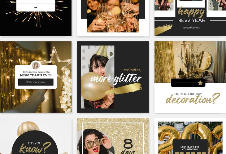 Ladystrategist 30 Golden New Year Instagram Post Canva Templates instagram canva templates social media templates etsy free canva templates