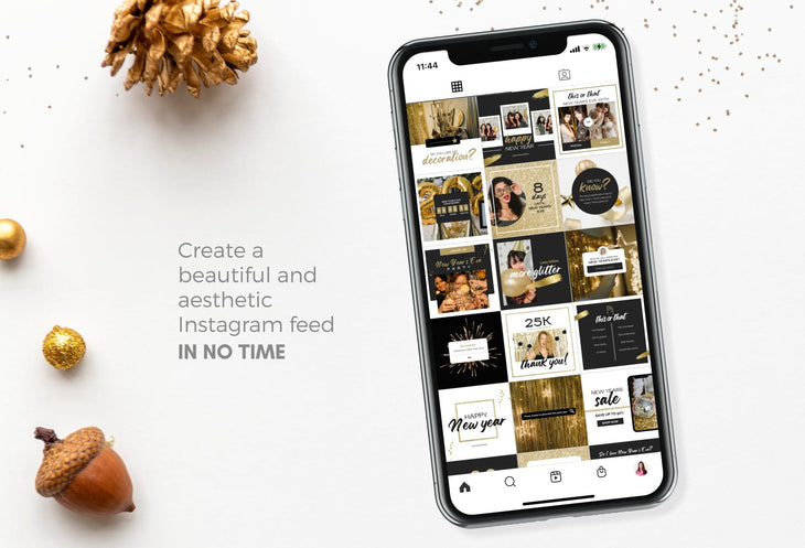 Ladystrategist 30 Golden New Year Instagram Post Canva Templates instagram canva templates social media templates etsy free canva templates