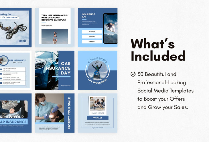 Ladystrategist 30 Insurance Instagram Post Canva Templates V2 instagram canva templates social media templates etsy free canva templates