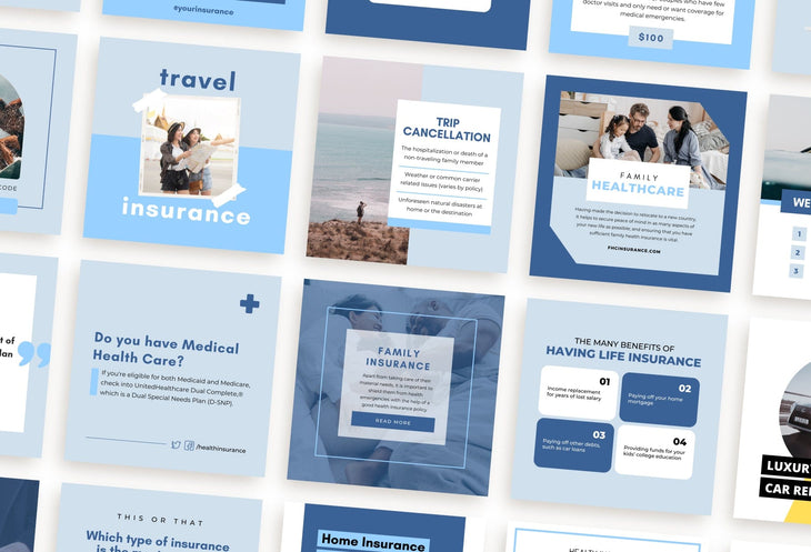 Ladystrategist 30 Insurance Instagram Post Canva Templates V2 instagram canva templates social media templates etsy free canva templates