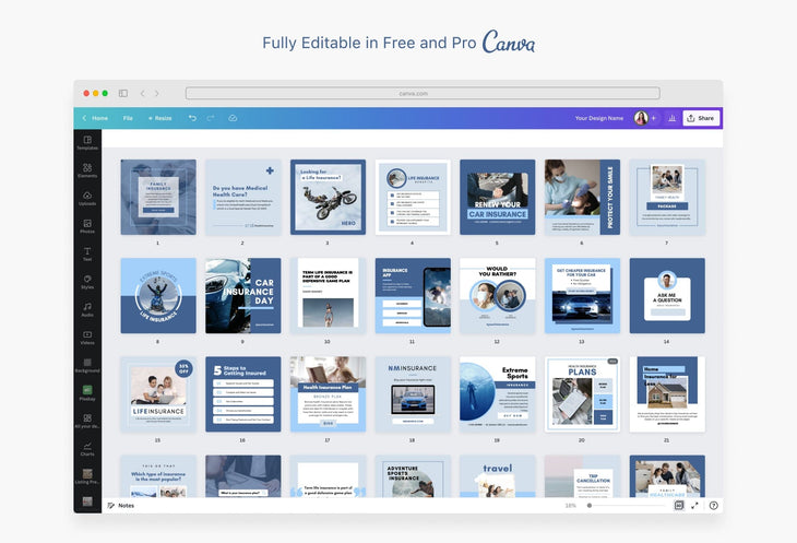 Ladystrategist 30 Insurance Instagram Post Canva Templates V2 instagram canva templates social media templates etsy free canva templates