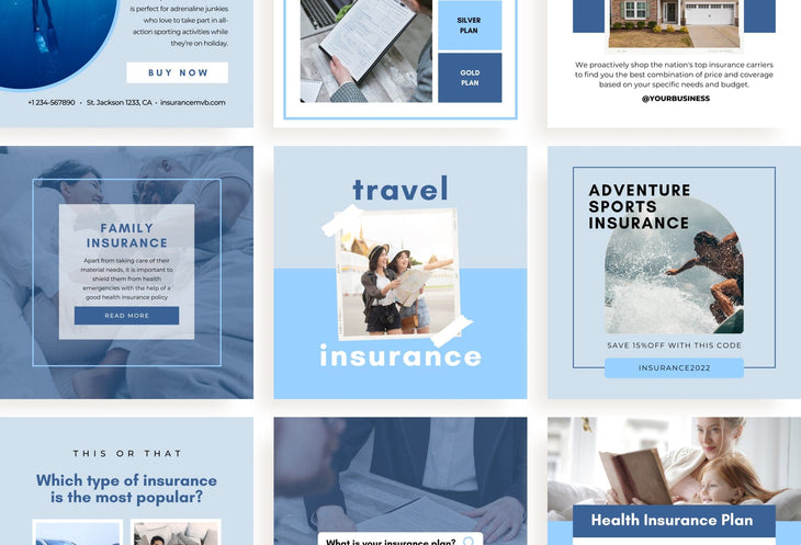 Ladystrategist 30 Insurance Instagram Post Canva Templates V2 instagram canva templates social media templates etsy free canva templates