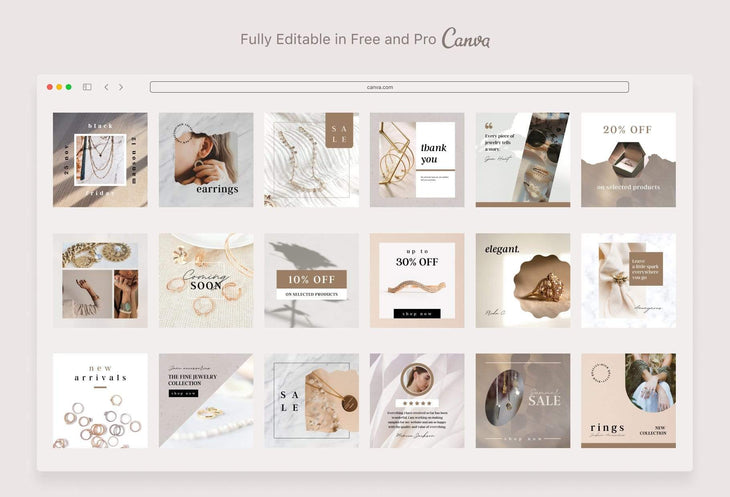 Ladystrategist 30 Jewelry Instagram Post Canva Templates V2 instagram canva templates social media templates etsy free canva templates