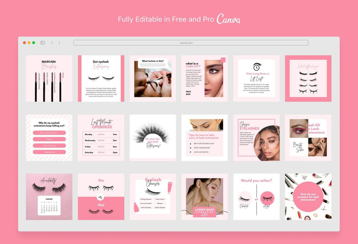 Ladystrategist 30 Lash Tech Instagram Post Canva Templates instagram canva templates social media templates etsy free canva templates