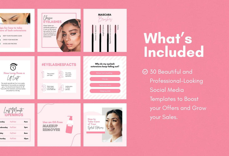 Ladystrategist 30 Lash Tech Instagram Post Canva Templates instagram canva templates social media templates etsy free canva templates