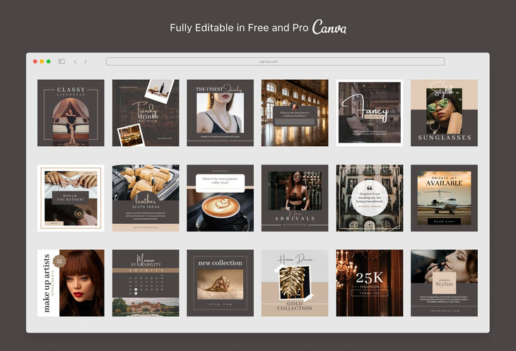 Ladystrategist 30 Luxurious Lifestyle Instagram Post Canva Templates instagram canva templates social media templates etsy free canva templates