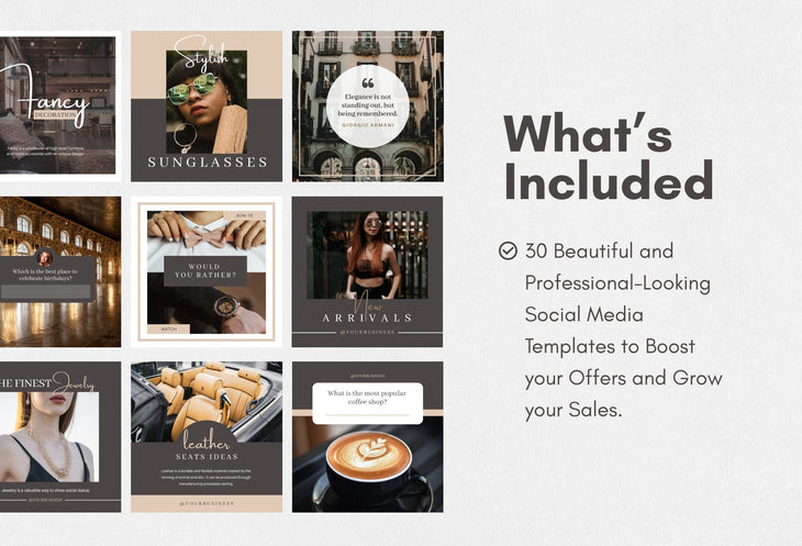 Ladystrategist 30 Luxurious Lifestyle Instagram Post Canva Templates instagram canva templates social media templates etsy free canva templates